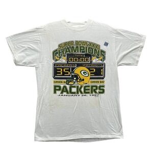 VTG Old Stock Green Bay Packers Super Bowl XXXI Champion Tee Large 1997 Football